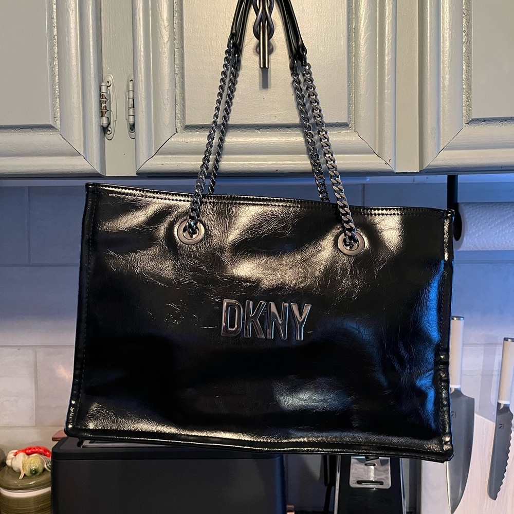 DKNY Maggie Tote Black Crinkle Handbag